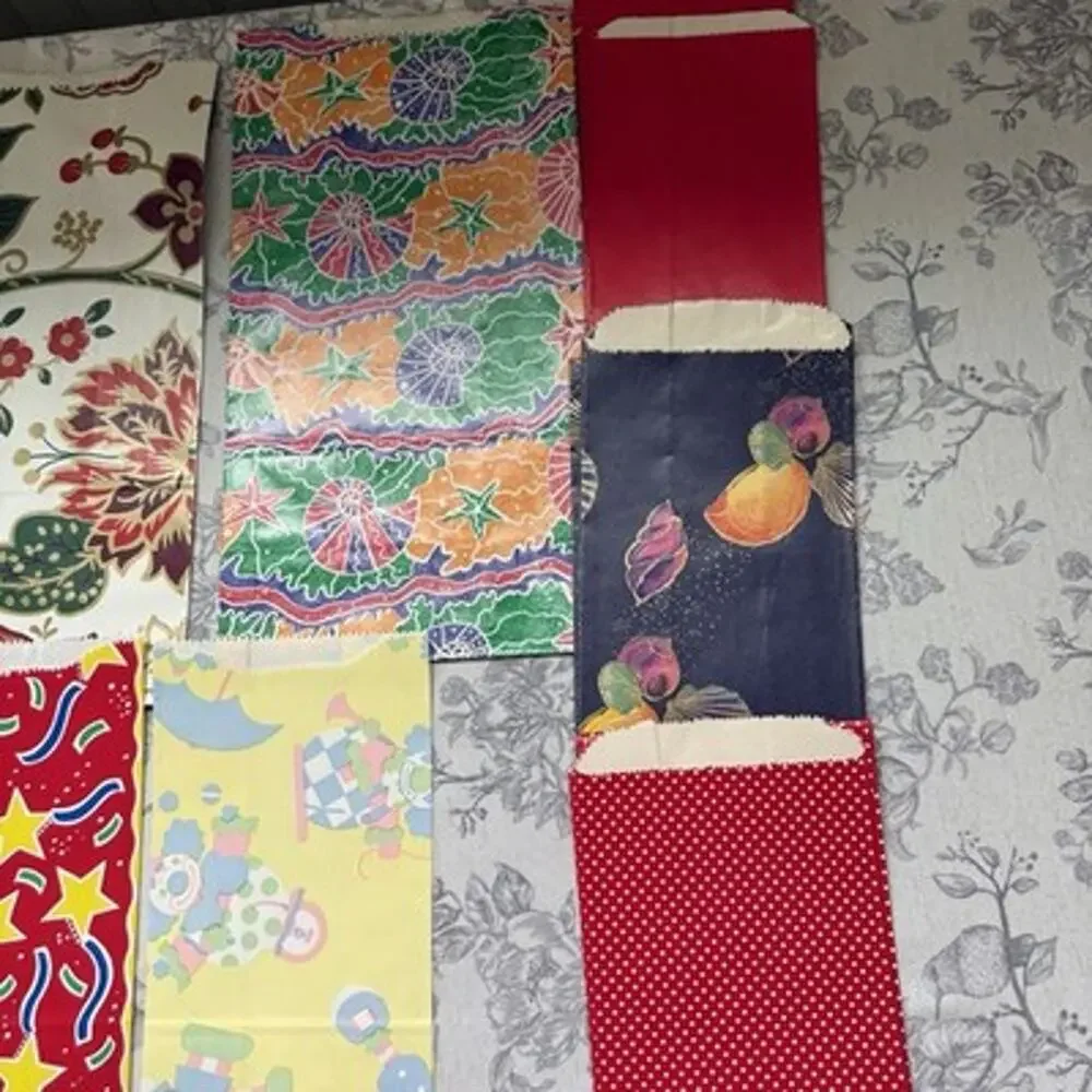 Vtg 80s GIFT WRAP Bags Wrapping Paper Ribbon Golf Birthday Cats Baby Christmas